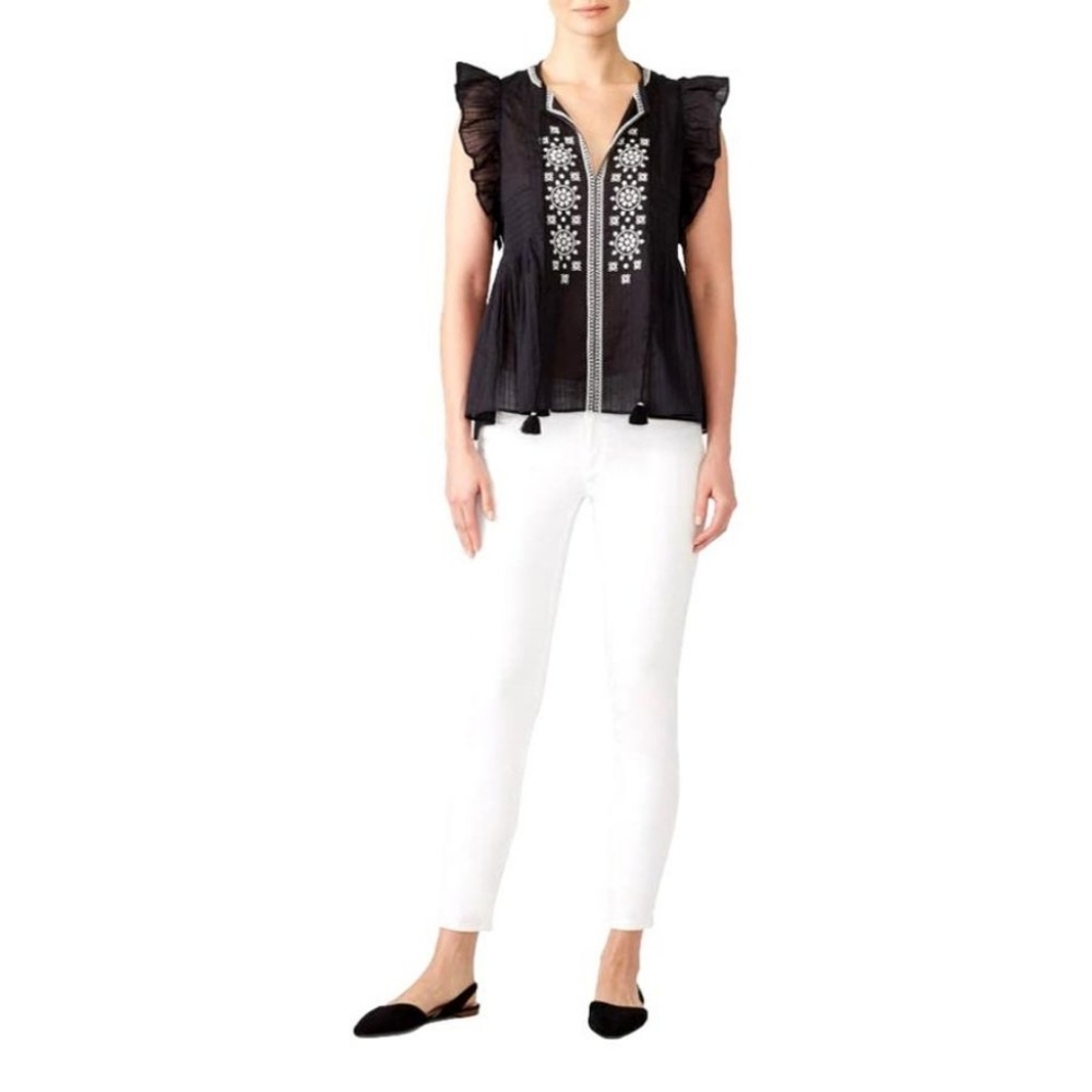 Kate spade embroidered mosaic blouse with tassels size medium